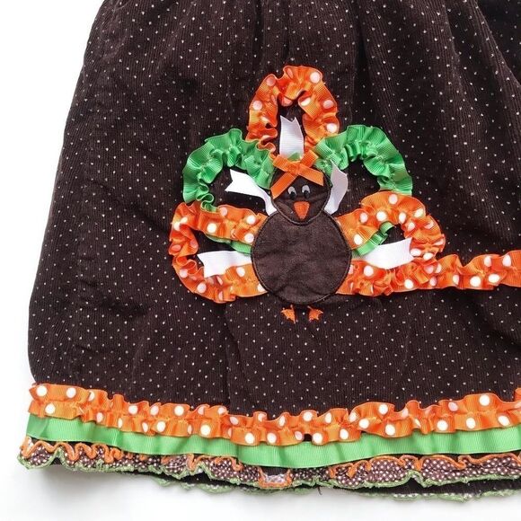 Bonnie Jean brown corduroy dot Turkey dress EUC 4T - Picture 3 of 5